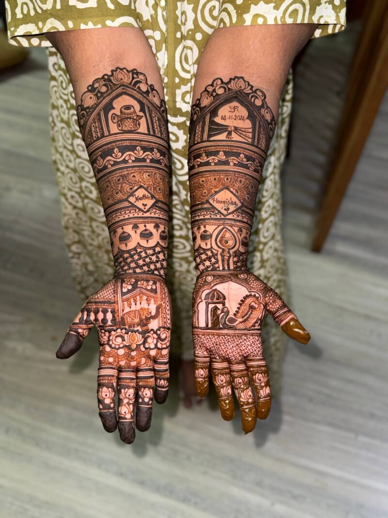 photo_2025-08-08_18-49-00 Elbow-Length Bridal Mehandi with Peacocks, Musical Instruments, Royal Elephants Mehandi Design