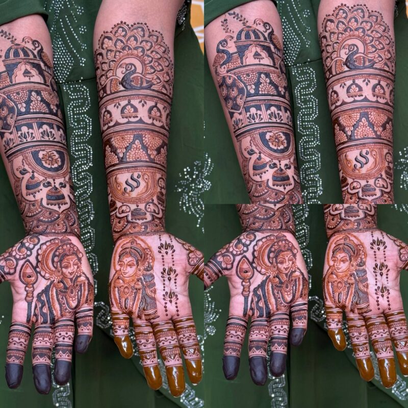 photo_2025-08-08_18-50-05 Elbow-Length Bridal Mehandi with Lord Shiva & Parvati, Peacocks, Musical Instruments & Matching Leg Designs Premium Mehandi Design